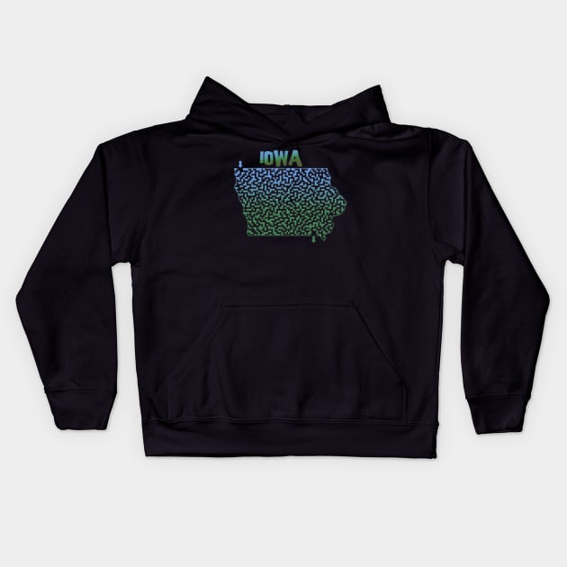 Iowa State Outline Maze & Labyrinth Kids Hoodie by gorff